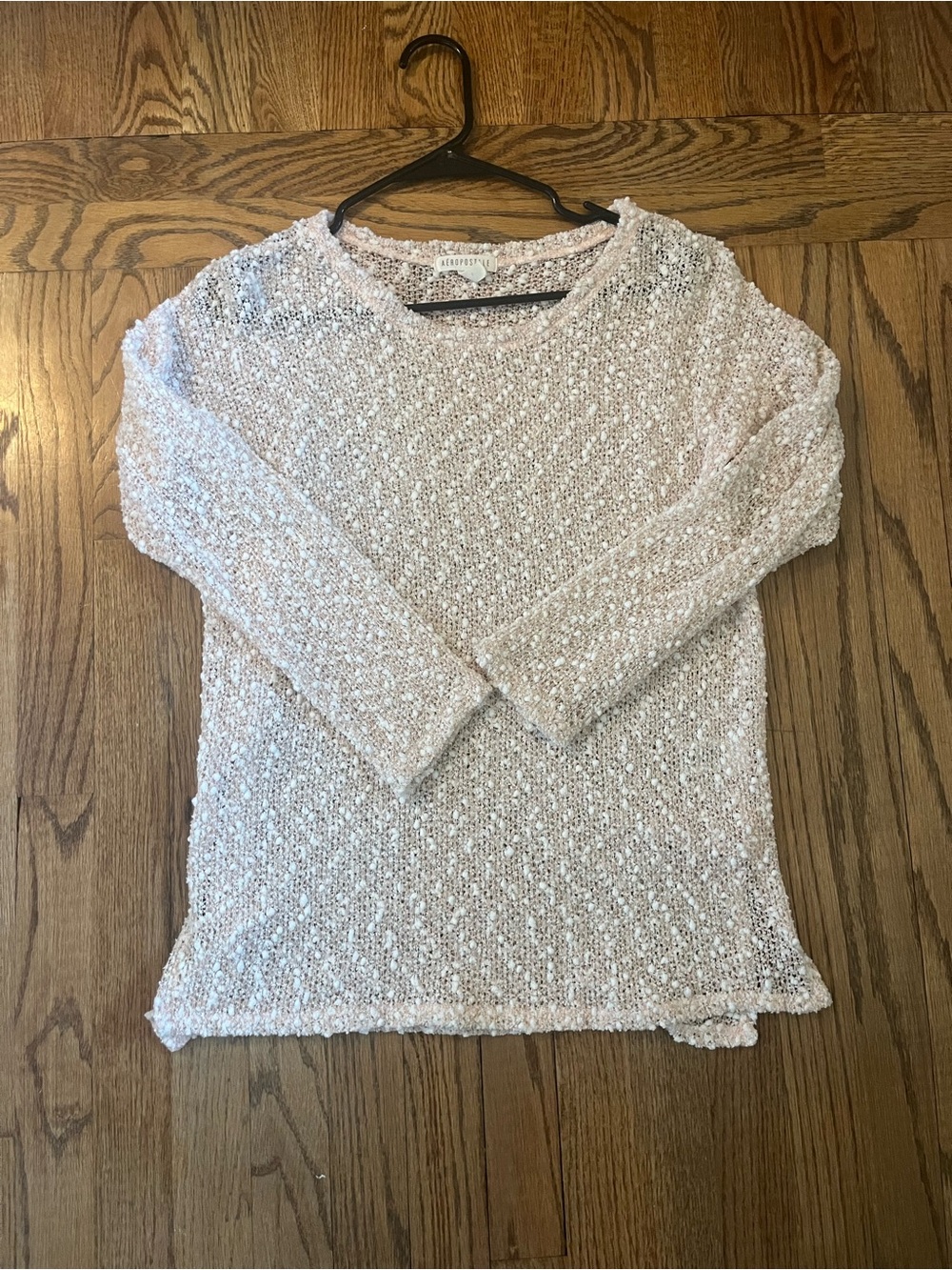 Light Pink Open Knit Long Sleeve Sweater
